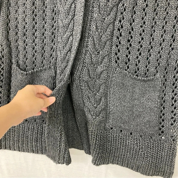 Twin-Set Simona Barbieri Gray Chunky Knit Wool Blend Long Cardigan Medium - Picture 4 of 11